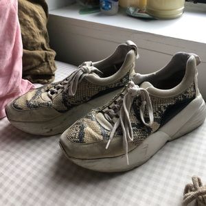 Snakeskin chunky dad sneakers